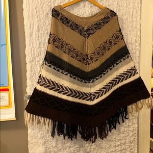 Gamboa Alpaca Wool Poncho with Fringe